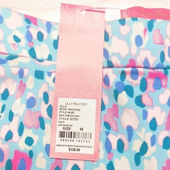 Lilly Pulitzer Divia Blue Pink Dottie Stretch Ankle Pant - Picture 11 of 14